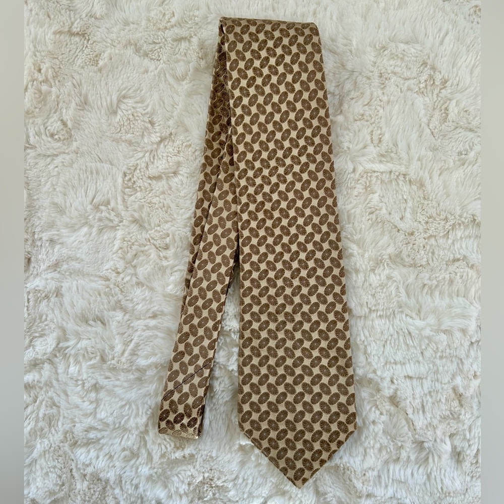 Ike Behar Tan and Brown Patterned Tie
